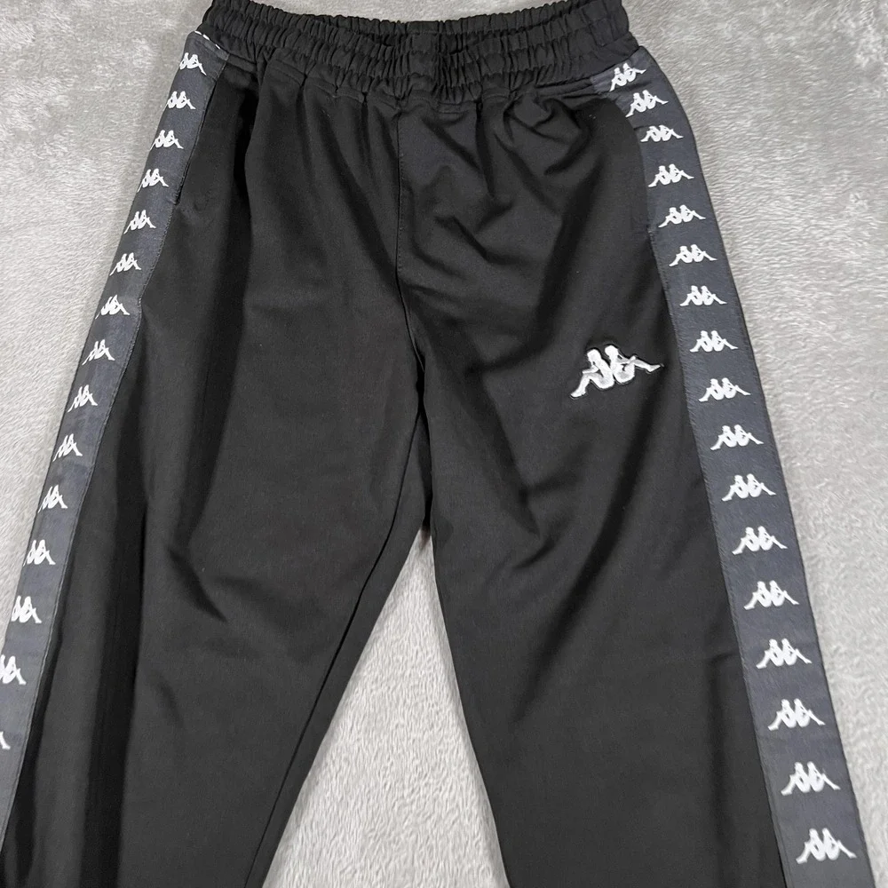 Kappa 222 Banda Track Pants Youth‎ Boys XXL Black Logo Tape Joggers Athletic